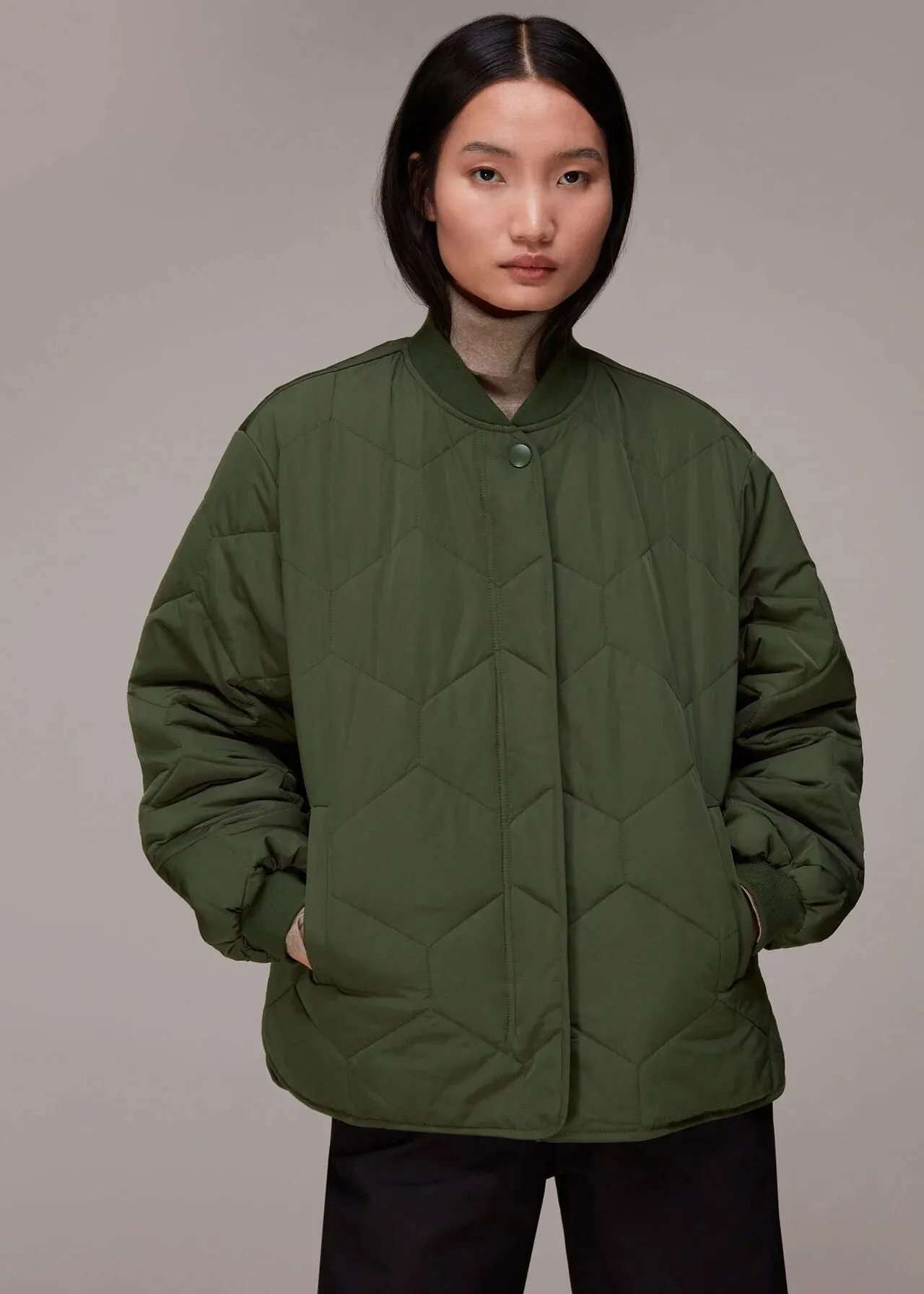 Ida Short Quilted Coat Khaki