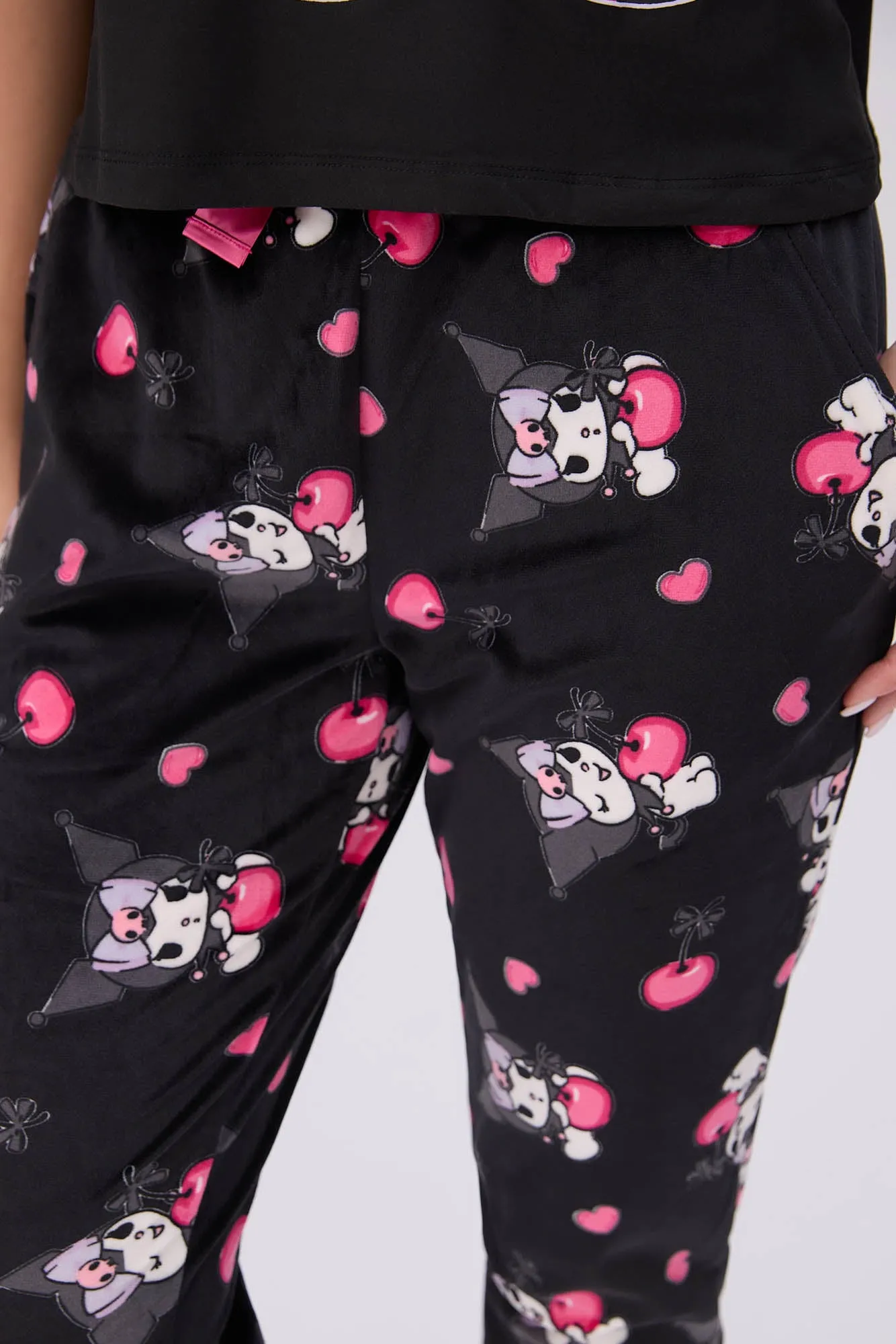 Kuromi Super Soft Pajama Tee And Velour Pajama Jogger 2-Piece Set