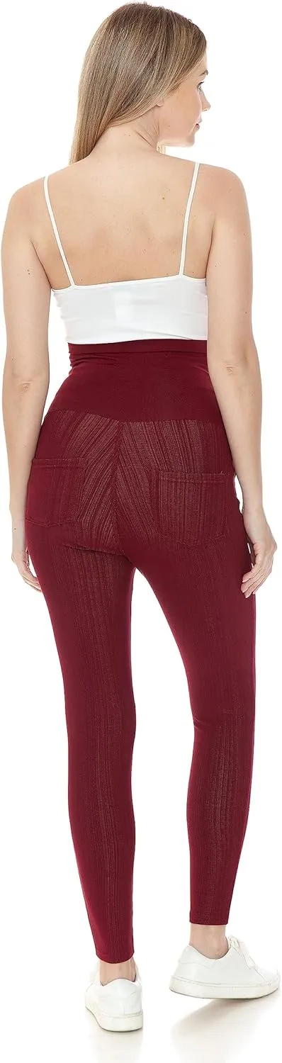 Leggings Depot Women's Maternity Jeans with Pockets Comfy Stretch Pregnancy Pants Denim Jeggings