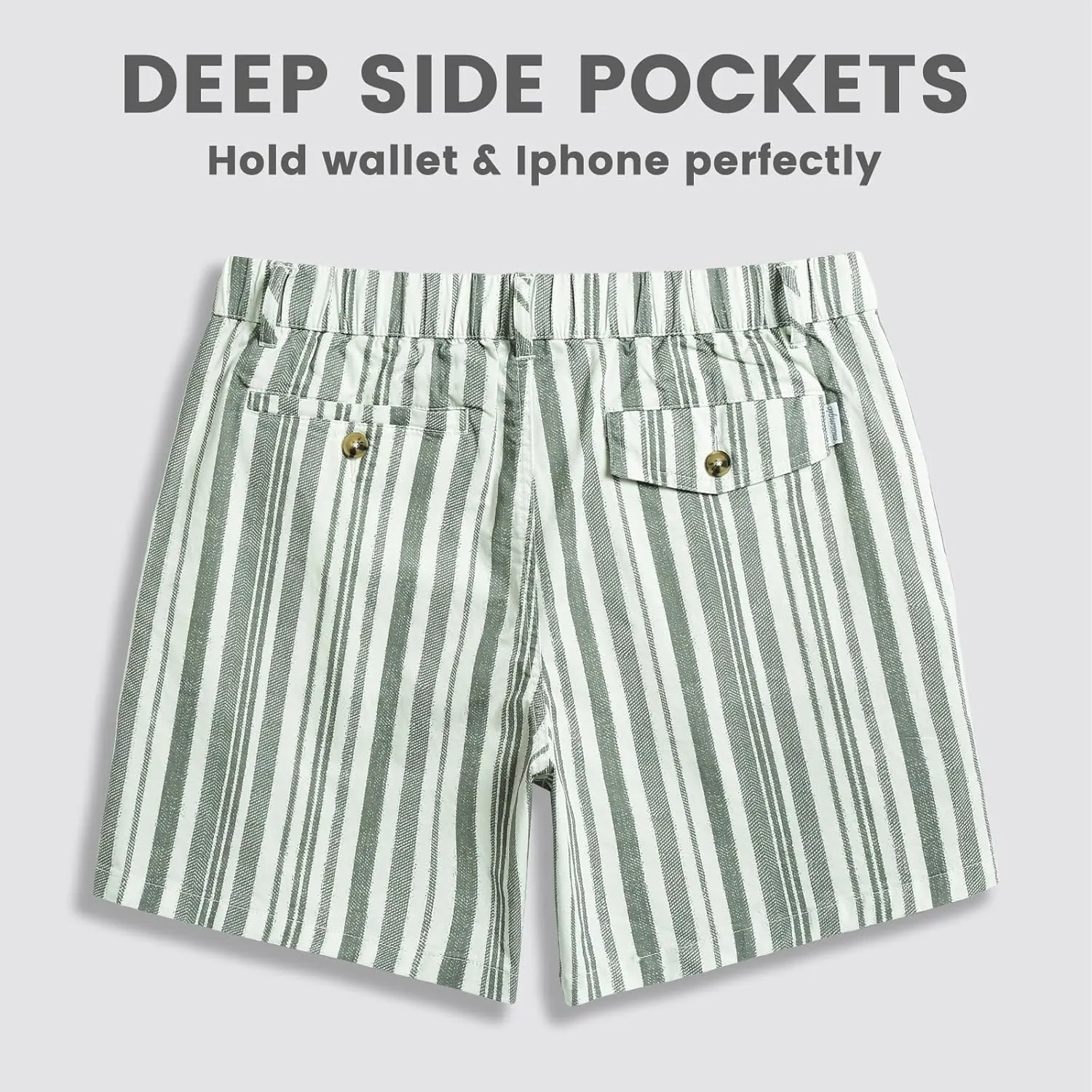 maamgic Men's Classic-fit 5.5" Cotton Casual Shorts Elastic Waistband with Multi-Pocket Daily Wear Walking Summer Outfit