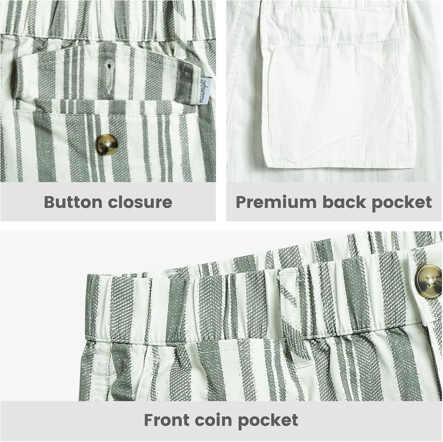 maamgic Men's Classic-fit 5.5" Cotton Casual Shorts Elastic Waistband with Multi-Pocket Daily Wear Walking Summer Outfit