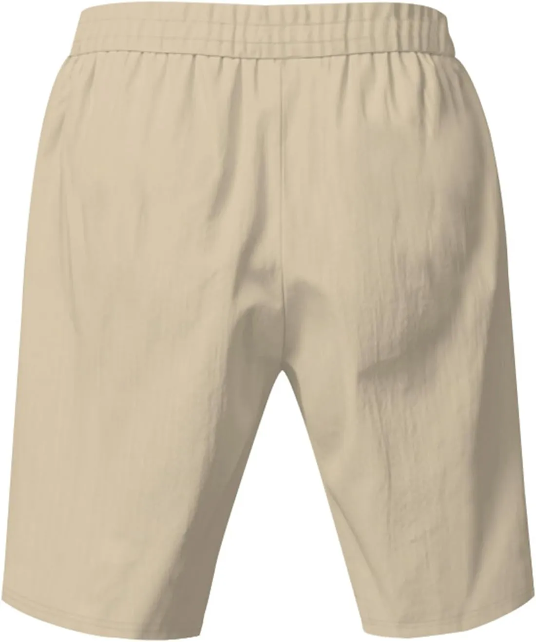Men Linen Casual Shorts Elastic Waist Drawstring Classic Slim Fit Lightweight for Summer Beach with Pockets