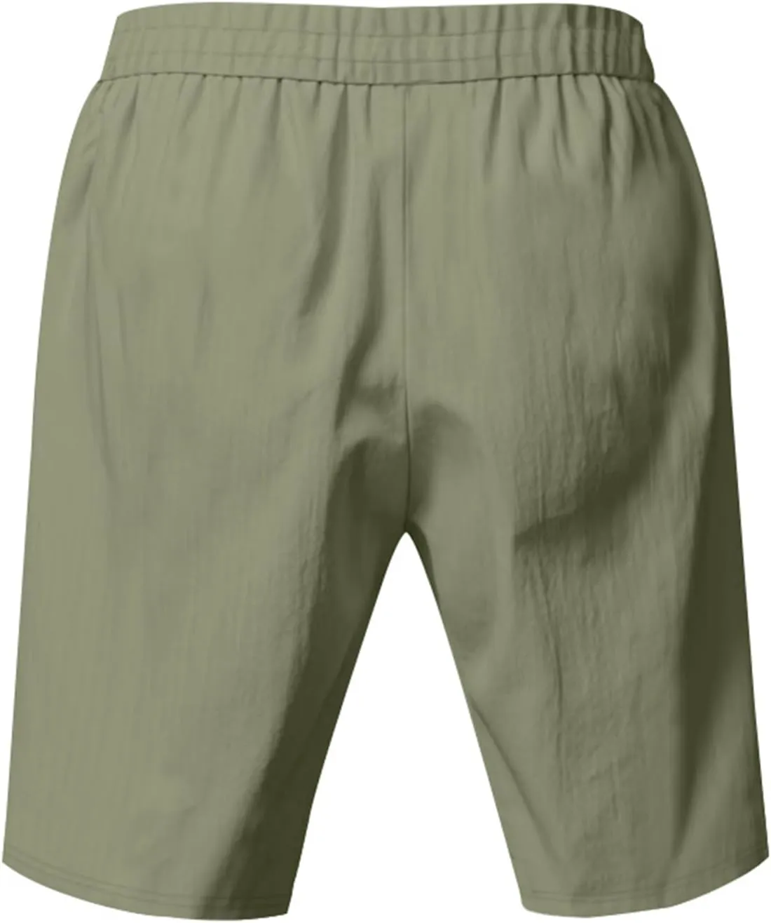 Men Linen Casual Shorts Elastic Waist Drawstring Classic Slim Fit Lightweight for Summer Beach with Pockets