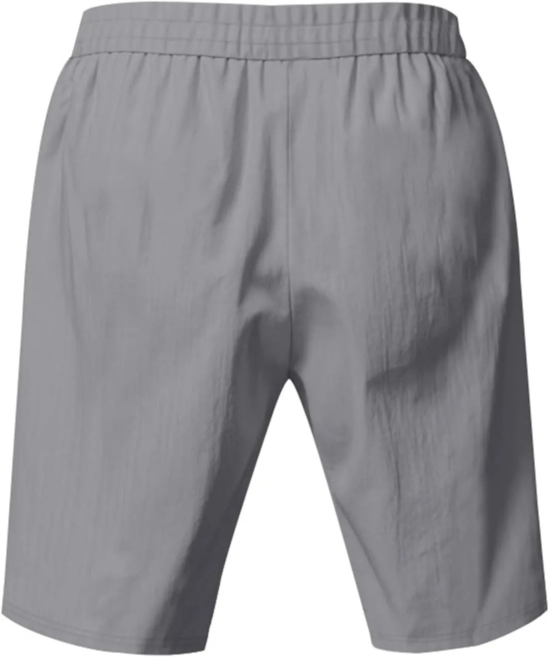 Men Linen Casual Shorts Elastic Waist Drawstring Classic Slim Fit Lightweight for Summer Beach with Pockets