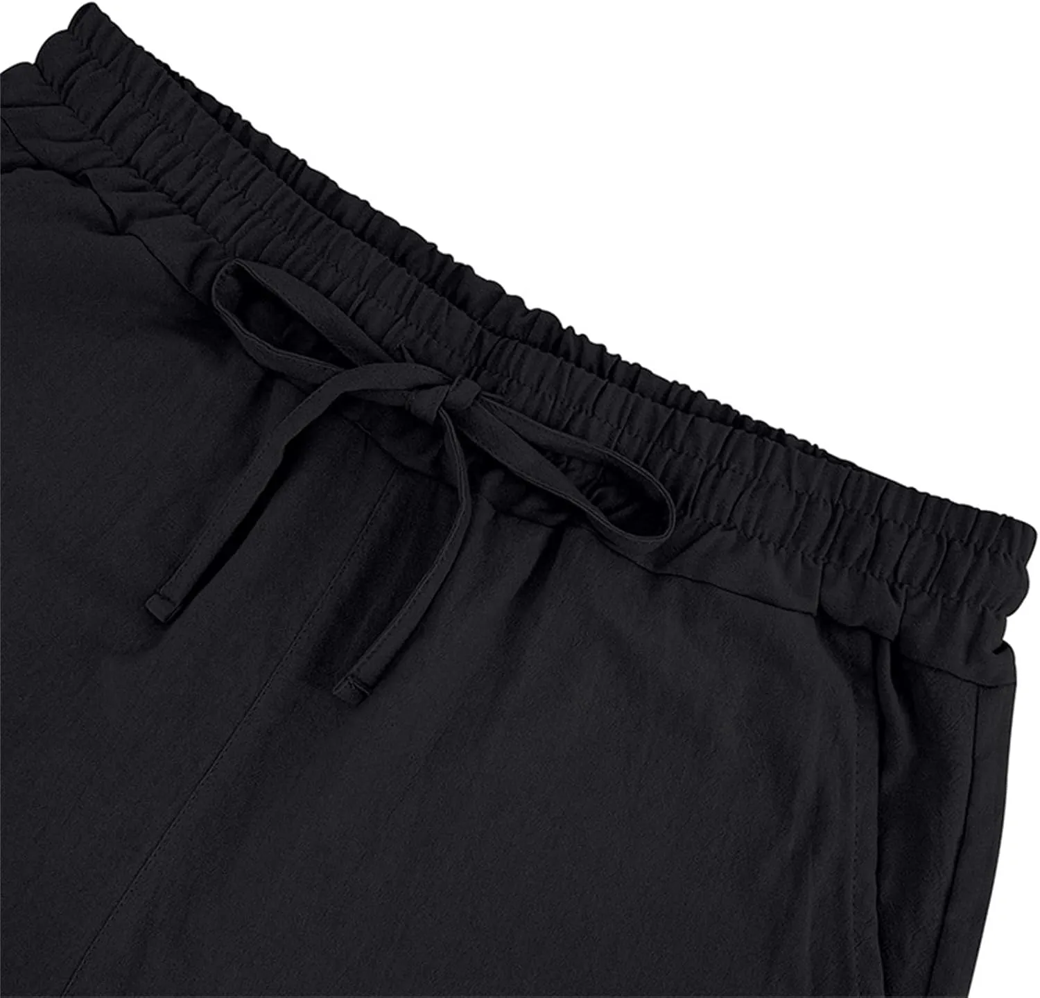 Men Linen Casual Shorts Elastic Waist Drawstring Classic Slim Fit Lightweight for Summer Beach with Pockets