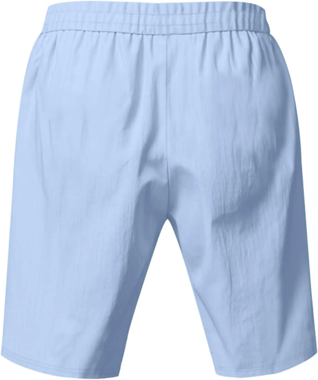 Men Linen Casual Shorts Elastic Waist Drawstring Classic Slim Fit Lightweight for Summer Beach with Pockets