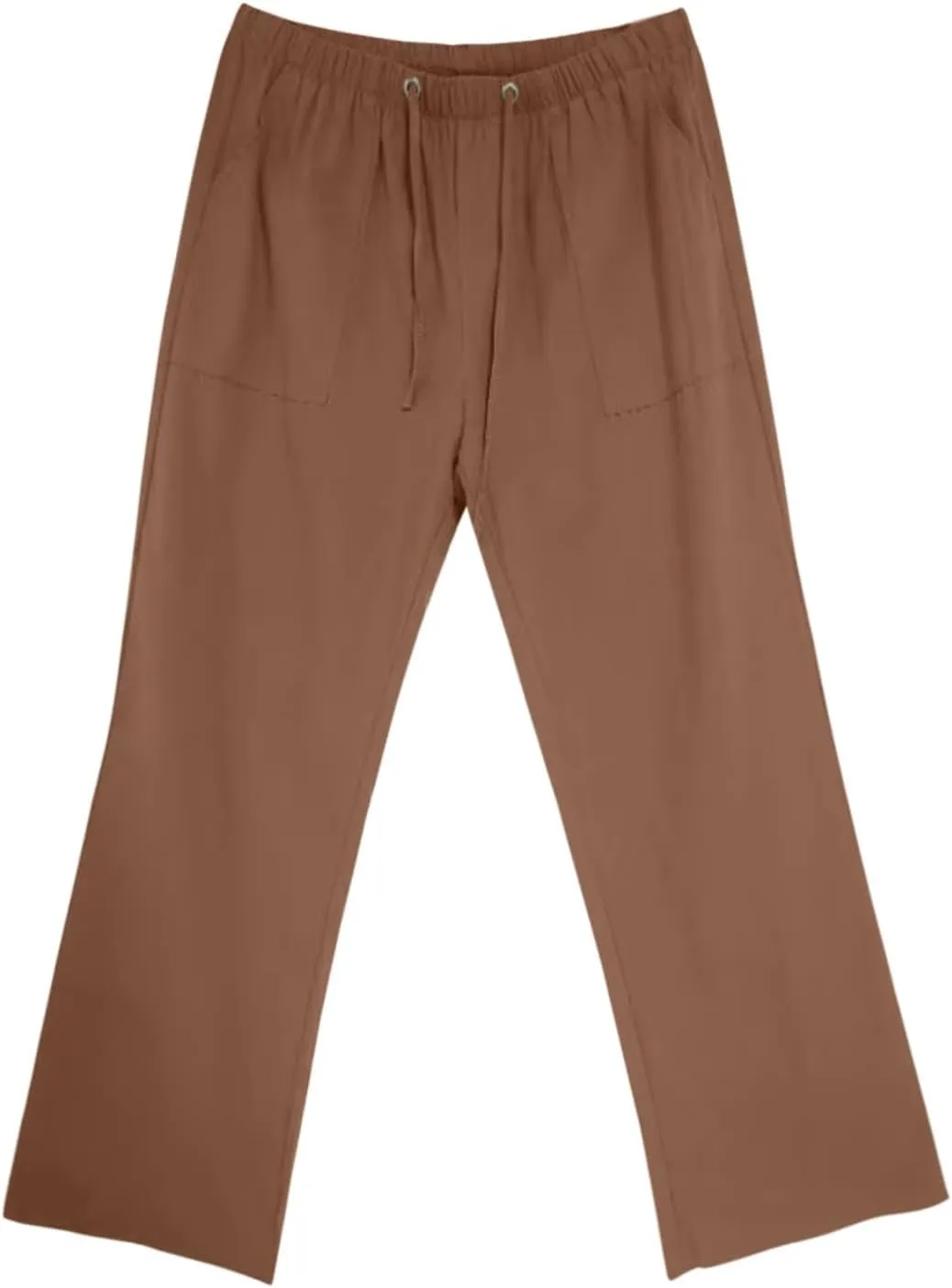 Men Linen Pants Plus Size Casual Plain Pant Classic Basic Lightweight Slacks Summer Vacation Beach Drawstring Trouser
