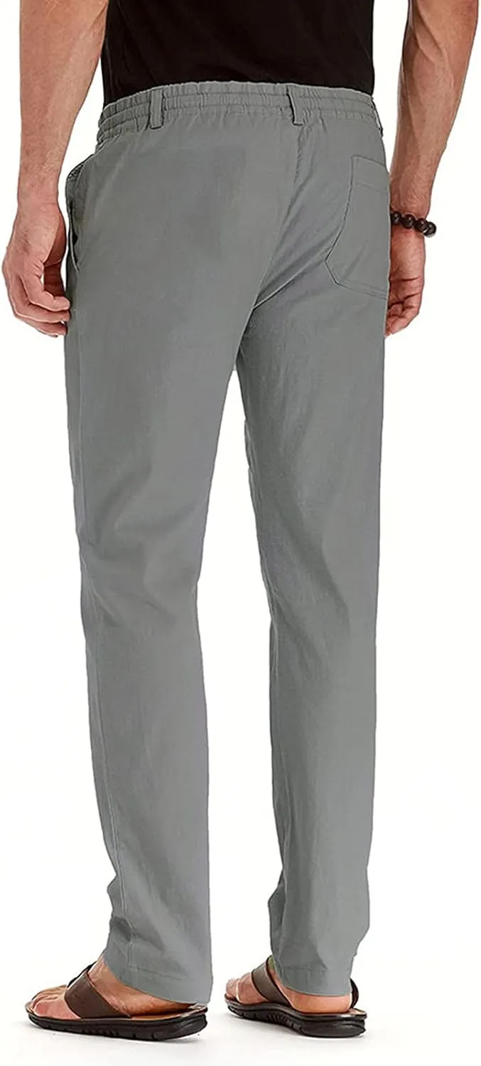 Mens Business Casual Pants Elastic Waist Dress Pants Trousers with Pockets Lightweight Flat Front Classic Fit Pants