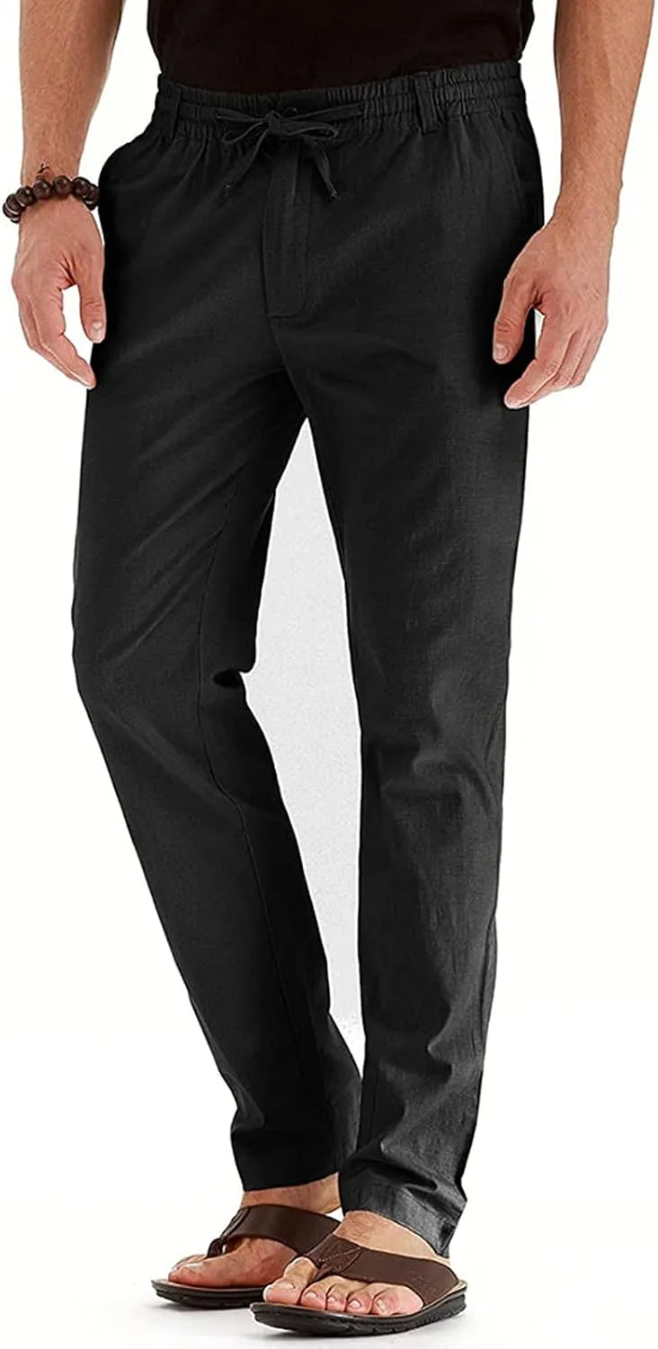 Mens Business Casual Pants Elastic Waist Dress Pants Trousers with Pockets Lightweight Flat Front Classic Fit Pants