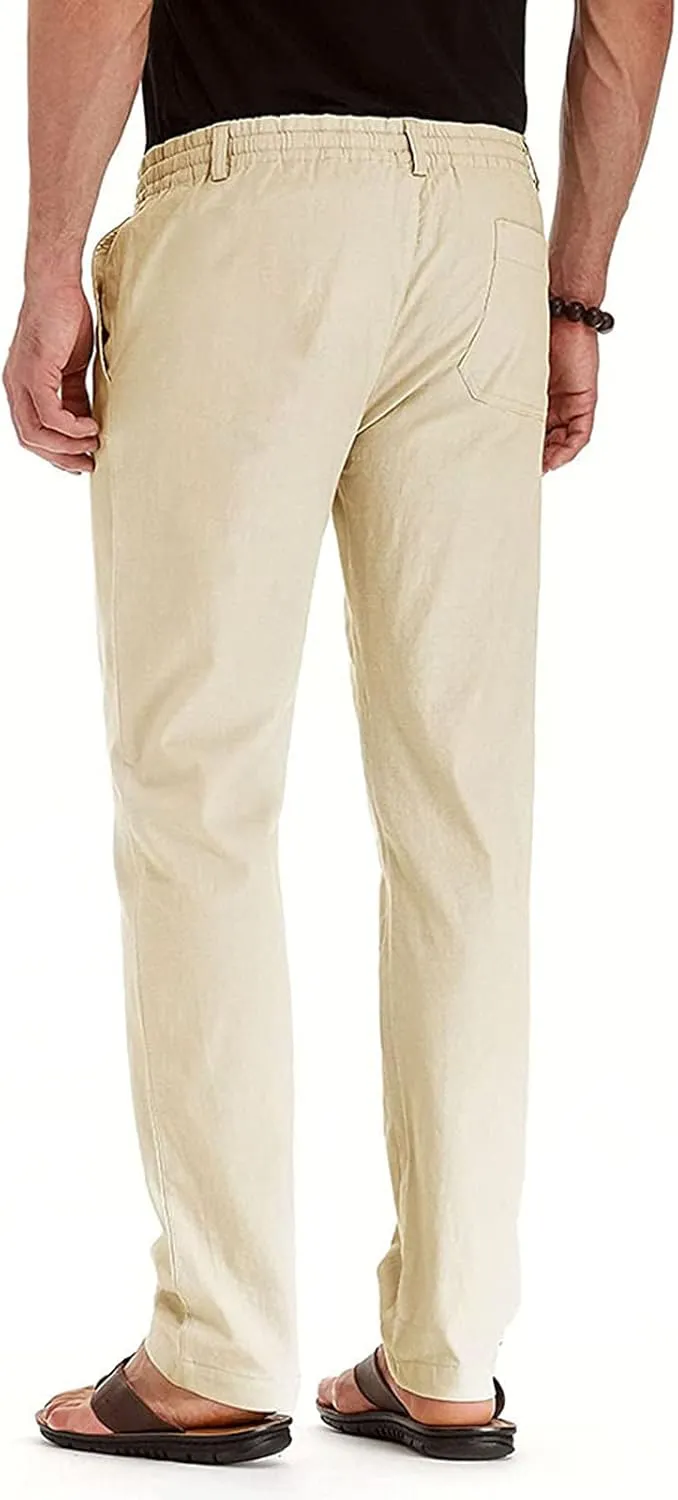 Mens Business Casual Pants Elastic Waist Dress Pants Trousers with Pockets Lightweight Flat Front Classic Fit Pants