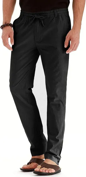 Mens Business Casual Pants Elastic Waist Dress Pants Trousers with Pockets Lightweight Flat Front Classic Fit Pants