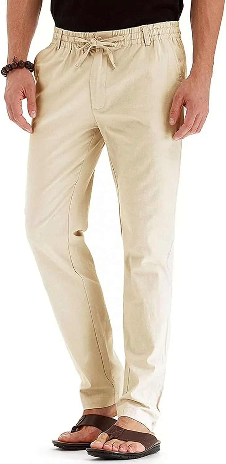Mens Business Casual Pants Elastic Waist Dress Pants Trousers with Pockets Lightweight Flat Front Classic Fit Pants