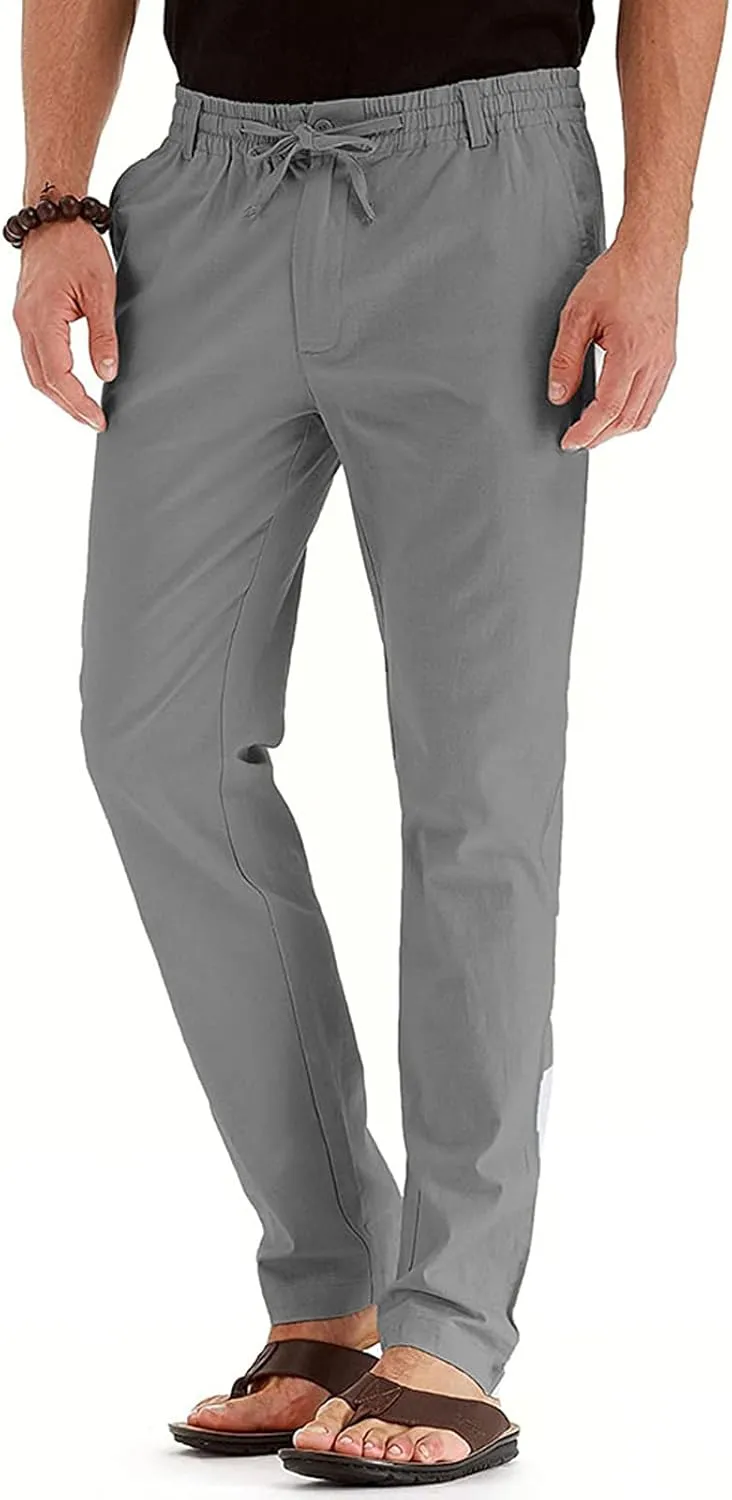 Mens Business Casual Pants Elastic Waist Dress Pants Trousers with Pockets Lightweight Flat Front Classic Fit Pants
