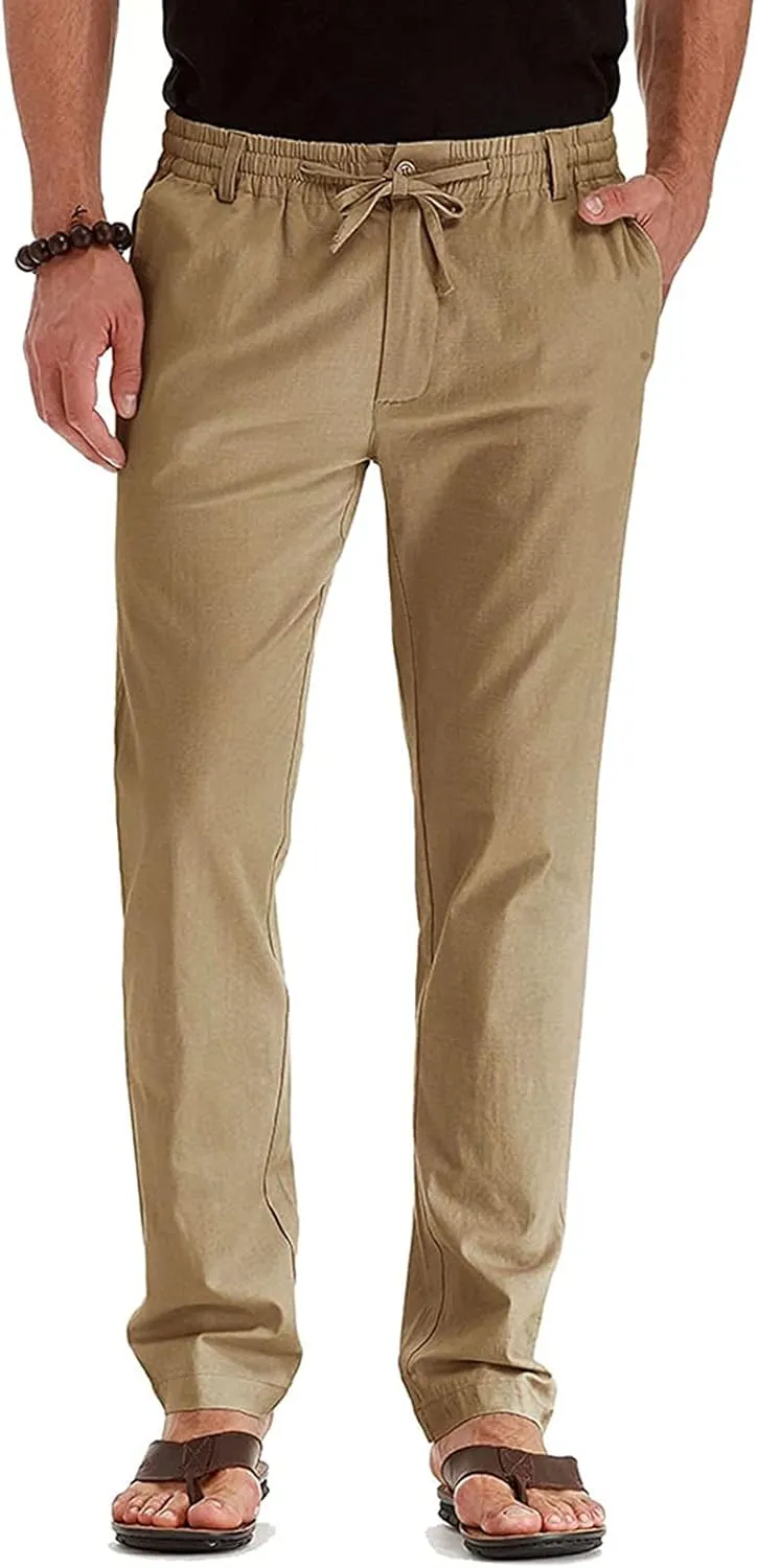 Mens Business Casual Pants Elastic Waist Dress Pants Trousers with Pockets Lightweight Flat Front Classic Fit Pants