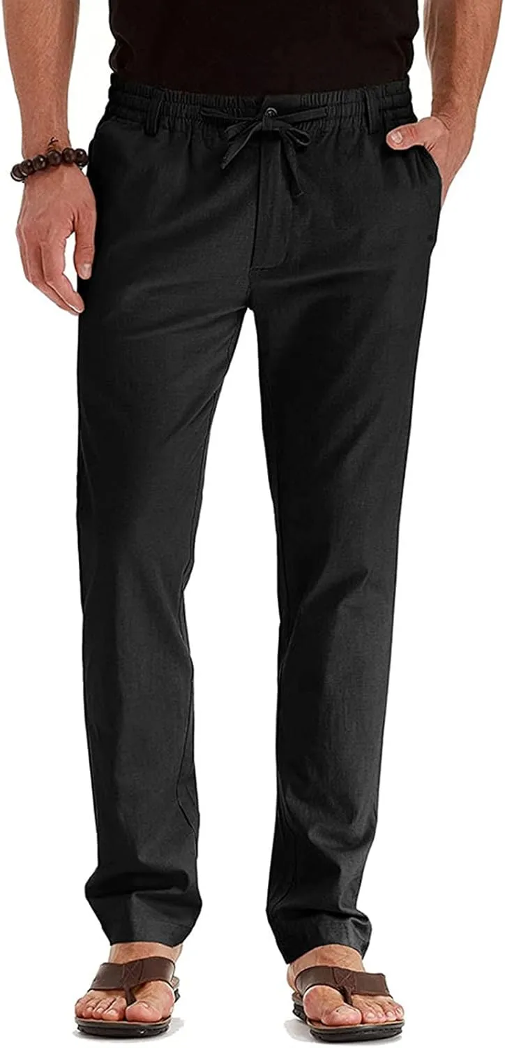 Mens Business Casual Pants Elastic Waist Dress Pants Trousers with Pockets Lightweight Flat Front Classic Fit Pants