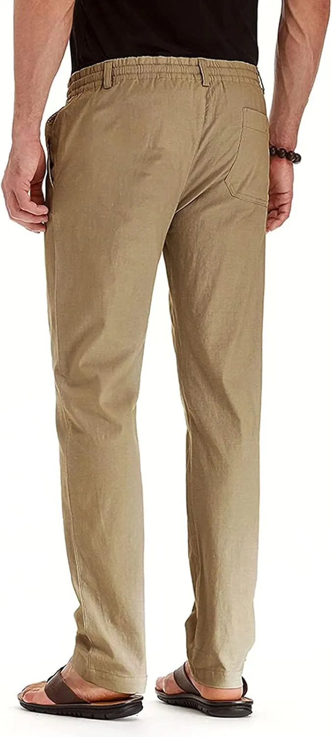 Mens Business Casual Pants Elastic Waist Dress Pants Trousers with Pockets Lightweight Flat Front Classic Fit Pants