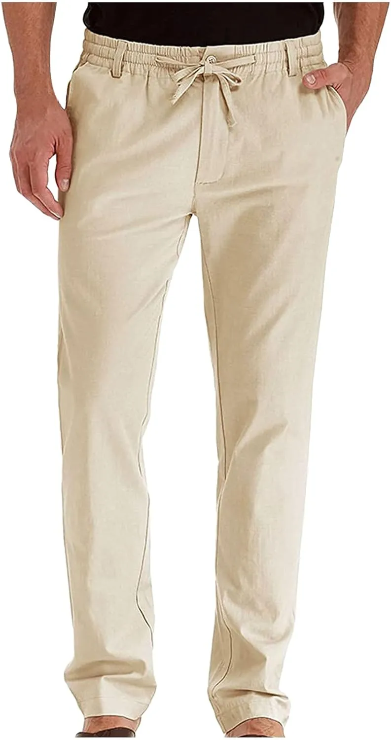 Mens Business Casual Pants Elastic Waist Dress Pants Trousers with Pockets Lightweight Flat Front Classic Fit Pants