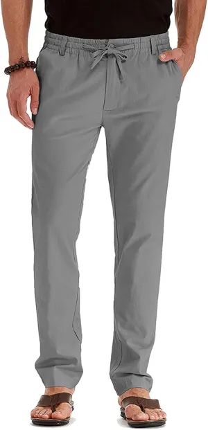 Mens Business Casual Pants Elastic Waist Dress Pants Trousers with Pockets Lightweight Flat Front Classic Fit Pants