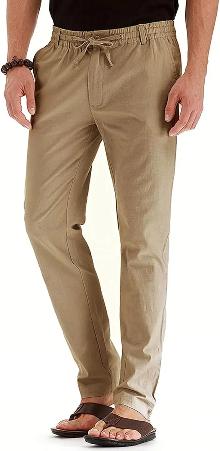 Mens Business Casual Pants Elastic Waist Dress Pants Trousers with Pockets Lightweight Flat Front Classic Fit Pants