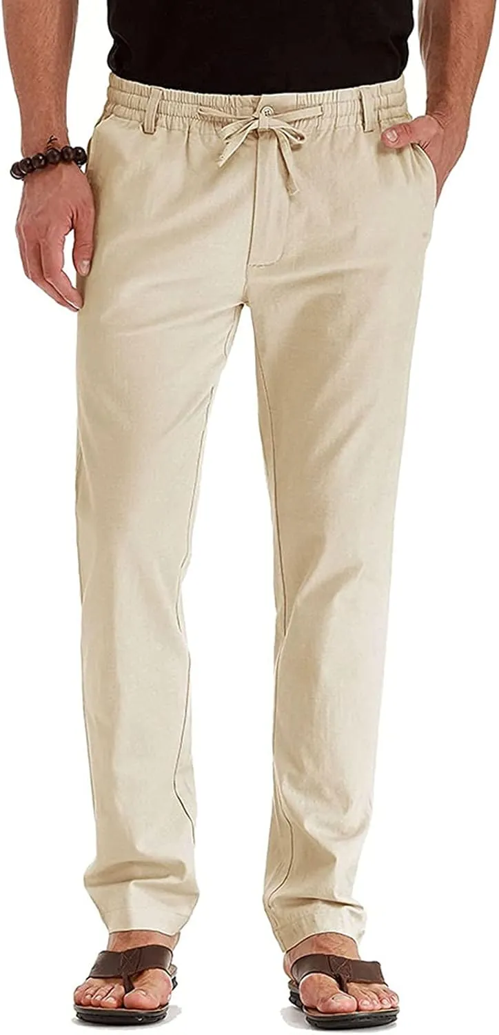 Mens Business Casual Pants Elastic Waist Dress Pants Trousers with Pockets Lightweight Flat Front Classic Fit Pants