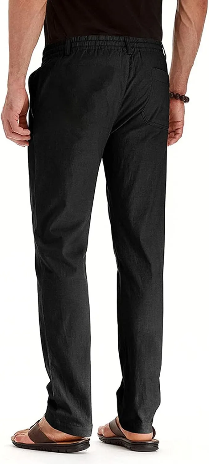 Mens Business Casual Pants Elastic Waist Dress Pants Trousers with Pockets Lightweight Flat Front Classic Fit Pants