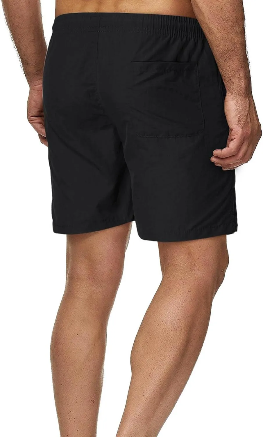 Men's Casual Classic Shorts Elastic Waist Summer Beach Lightweight Board Slim-Fit with Pockets Stylish Solid Clothing