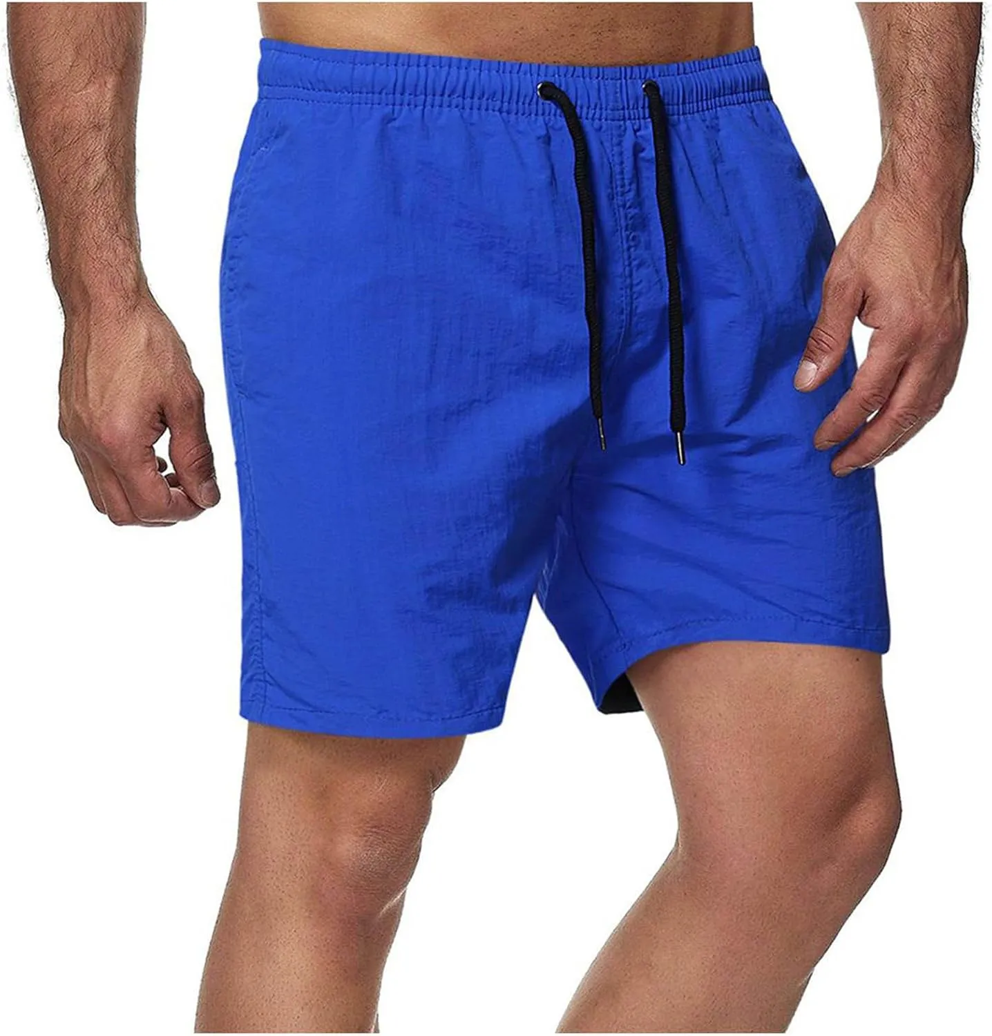 Men's Casual Classic Shorts Elastic Waist Summer Beach Lightweight Board Slim-Fit with Pockets Stylish Solid Clothing