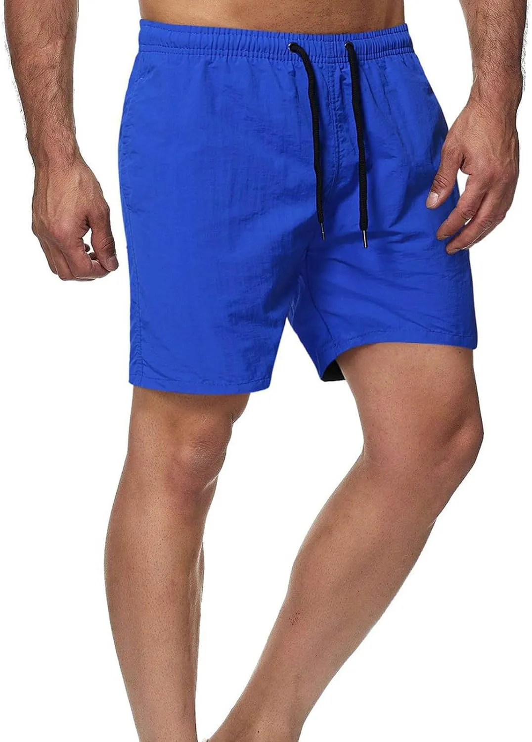 Men's Casual Classic Shorts Elastic Waist Summer Beach Lightweight Board Slim-Fit with Pockets Stylish Solid Clothing
