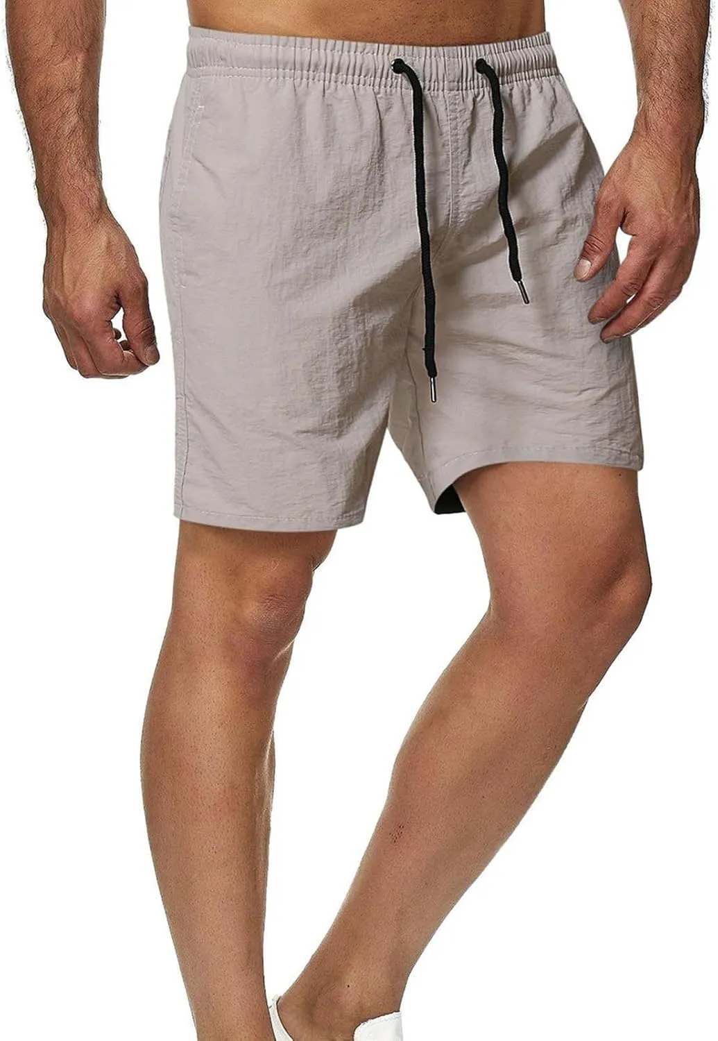 Men's Casual Classic Shorts Elastic Waist Summer Beach Lightweight Board Slim-Fit with Pockets Stylish Solid Clothing
