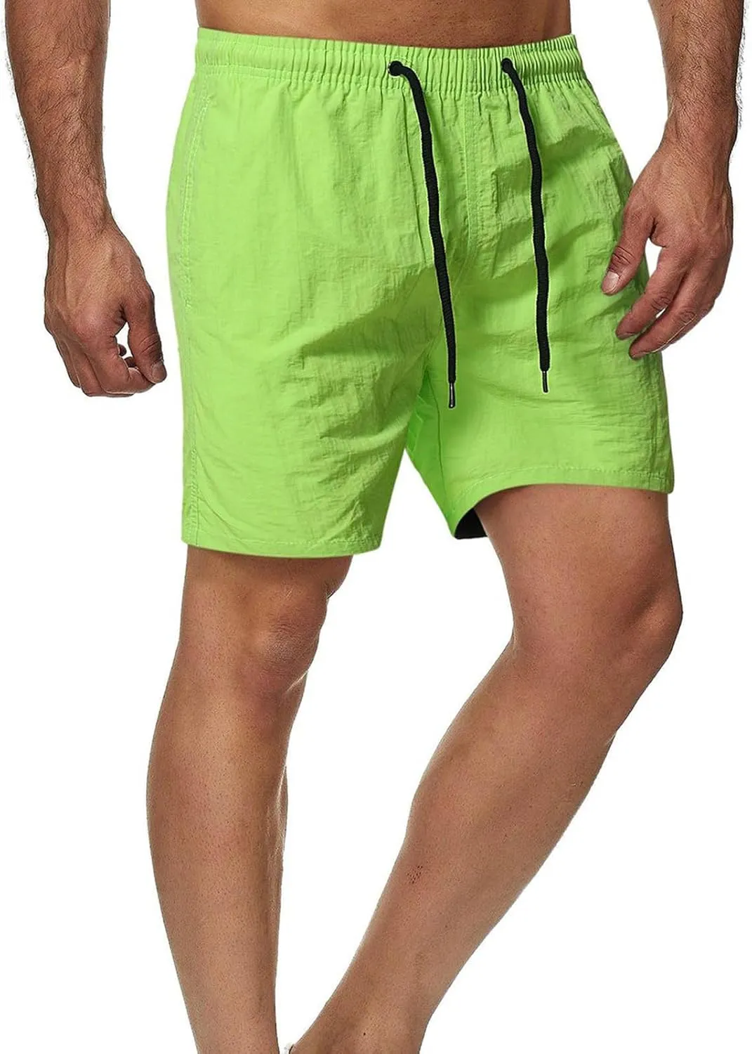 Men's Casual Classic Shorts Elastic Waist Summer Beach Lightweight Board Slim-Fit with Pockets Stylish Solid Clothing