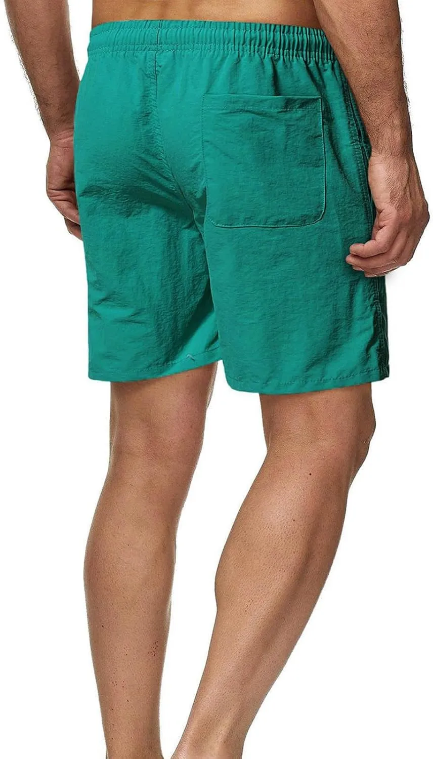 Men's Casual Classic Shorts Elastic Waist Summer Beach Lightweight Board Slim-Fit with Pockets Stylish Solid Clothing
