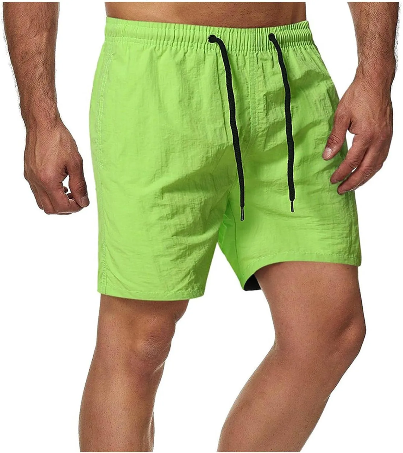 Men's Casual Classic Shorts Elastic Waist Summer Beach Lightweight Board Slim-Fit with Pockets Stylish Solid Clothing