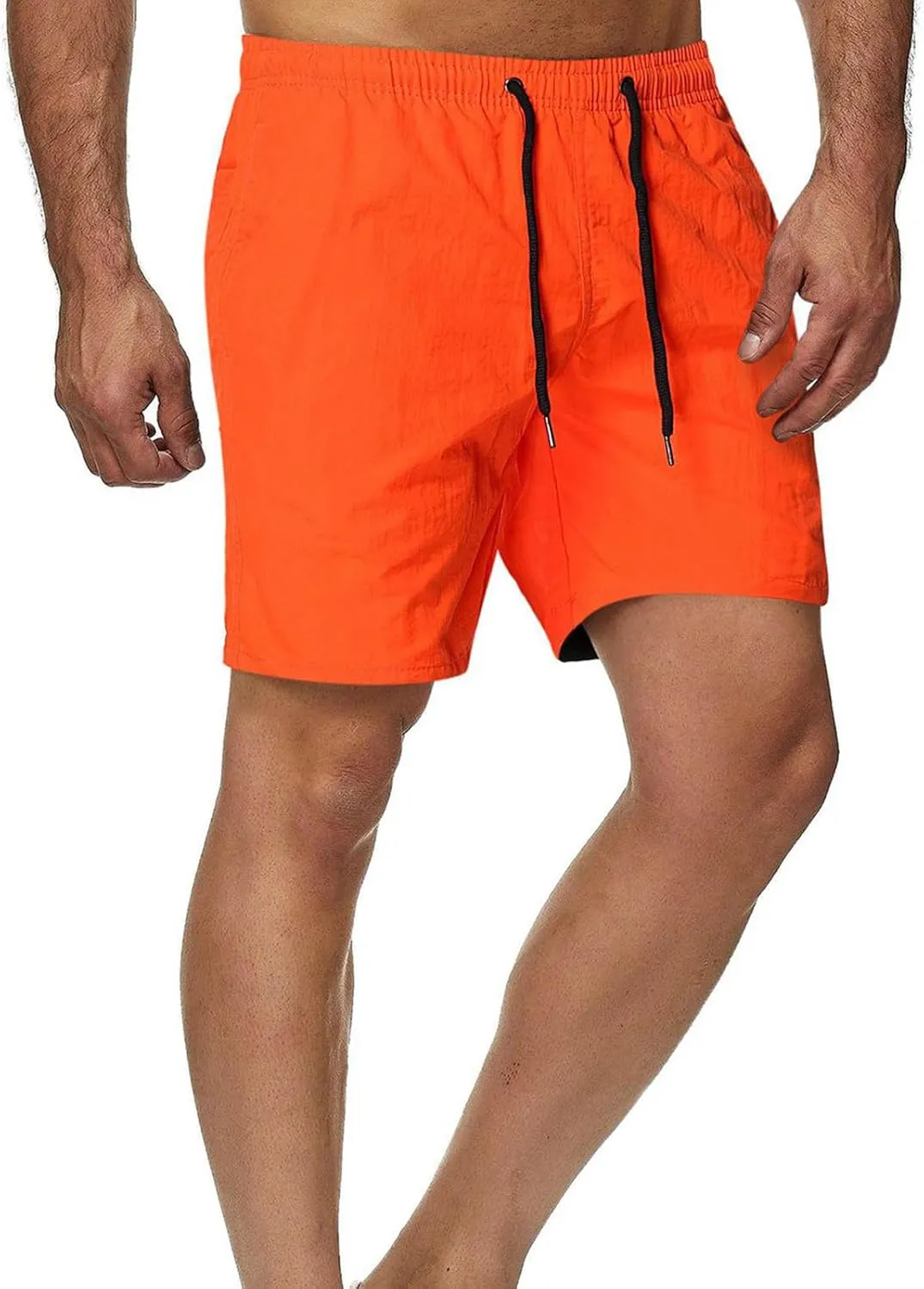 Men's Casual Classic Shorts Elastic Waist Summer Beach Lightweight Board Slim-Fit with Pockets Stylish Solid Clothing