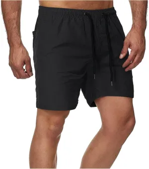 Men's Casual Classic Shorts Elastic Waist Summer Beach Lightweight Board Slim-Fit with Pockets Stylish Solid Clothing