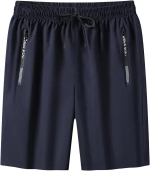 Men's Classic Cotton Casual Shorts, Ice Silk Athletic Elastic Waistband Daily Wear Walking Summer Loungewear