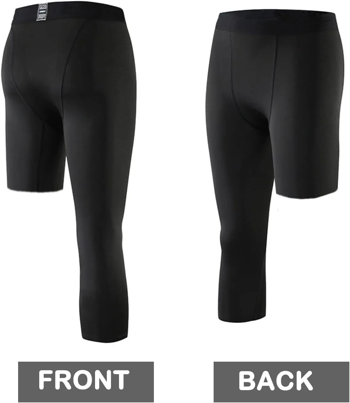 Men's Compression Sport Pants Single Leg 3/4 Base Layer Basketball Leggings Athletic One Leg Capri Tights Running