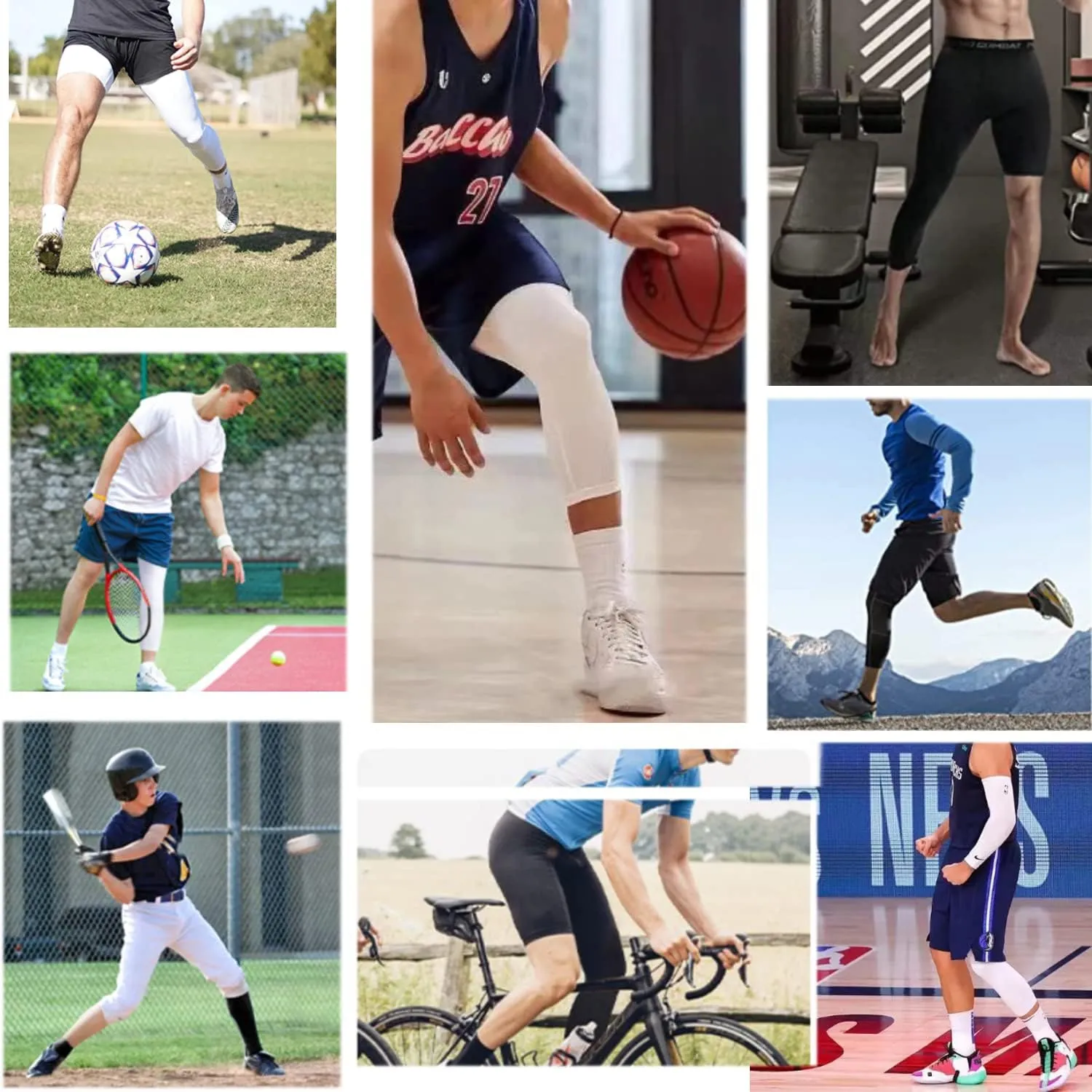 Men's Compression Sport Pants Single Leg 3/4 Base Layer Basketball Leggings Athletic One Leg Capri Tights Running