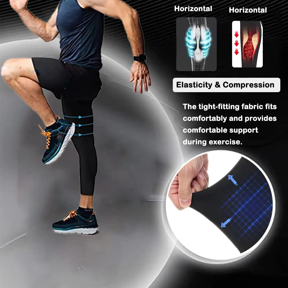 Men's Compression Sport Pants Single Leg 3/4 Base Layer Basketball Leggings Athletic One Leg Capri Tights Running