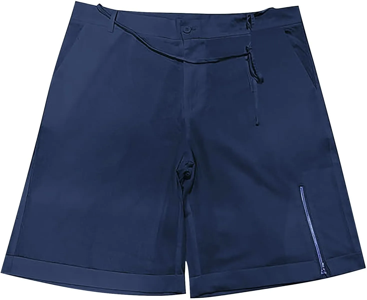 Mens Elastic Waist Linen Classic Shorts for Summer Beach Lightweight Slim Fit with Pockets Athletic Baggy Workout