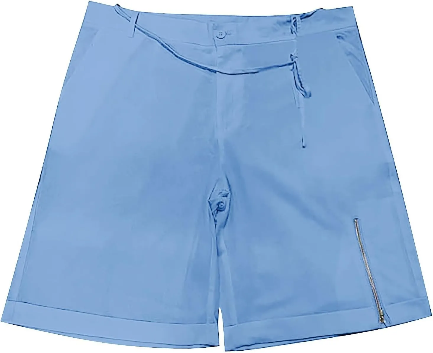 Mens Elastic Waist Linen Classic Shorts for Summer Beach Lightweight Slim Fit with Pockets Athletic Baggy Workout