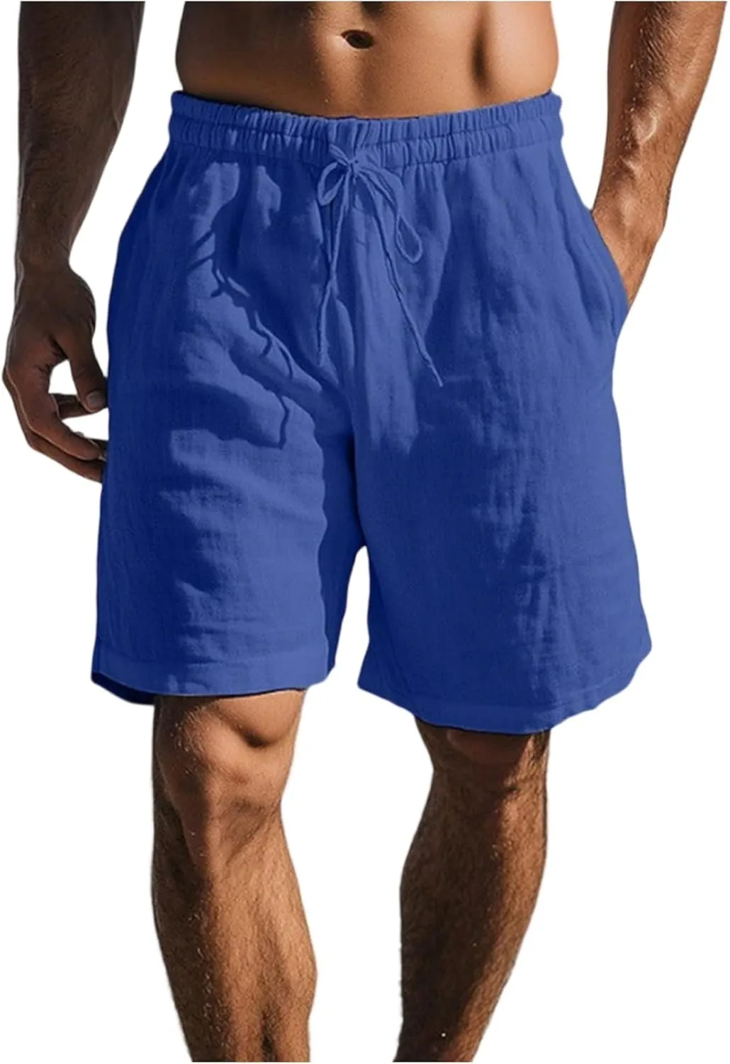 Men's Linen Casual Classic Short Elastic Waist Summer Beach Lightweight Loose-Fit Shorts with Pockets 2025