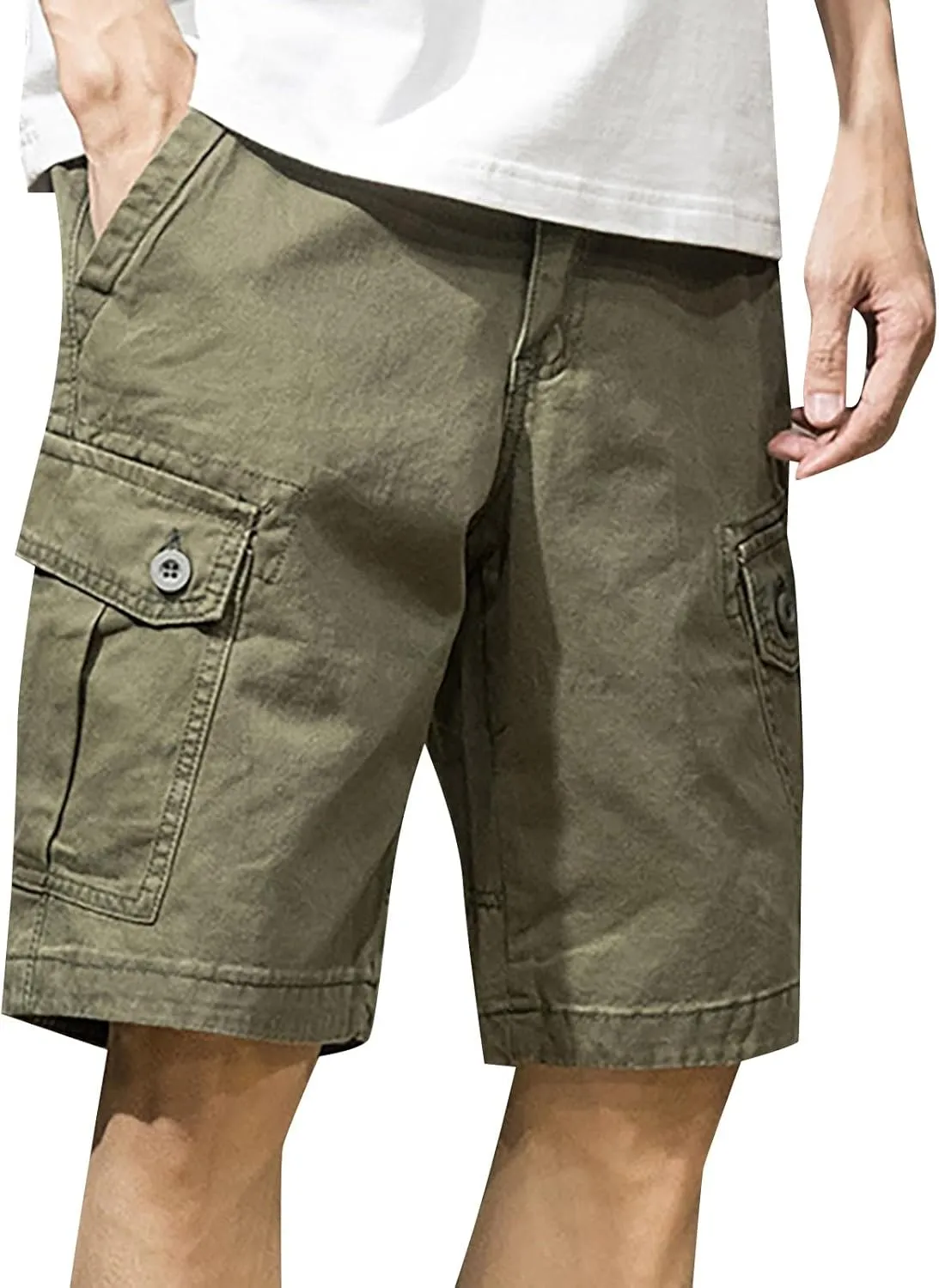 Mens Short Classic Fit Stretch Golf Activewear Featuring Elastic Waistband and Lightweight Outdoor Work Travel Design