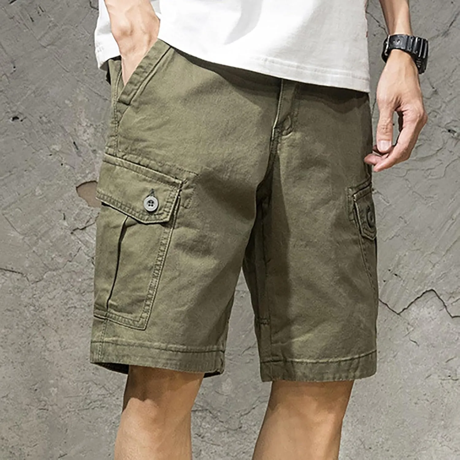 Mens Short Classic Fit Stretch Golf Activewear Featuring Elastic Waistband and Lightweight Outdoor Work Travel Design