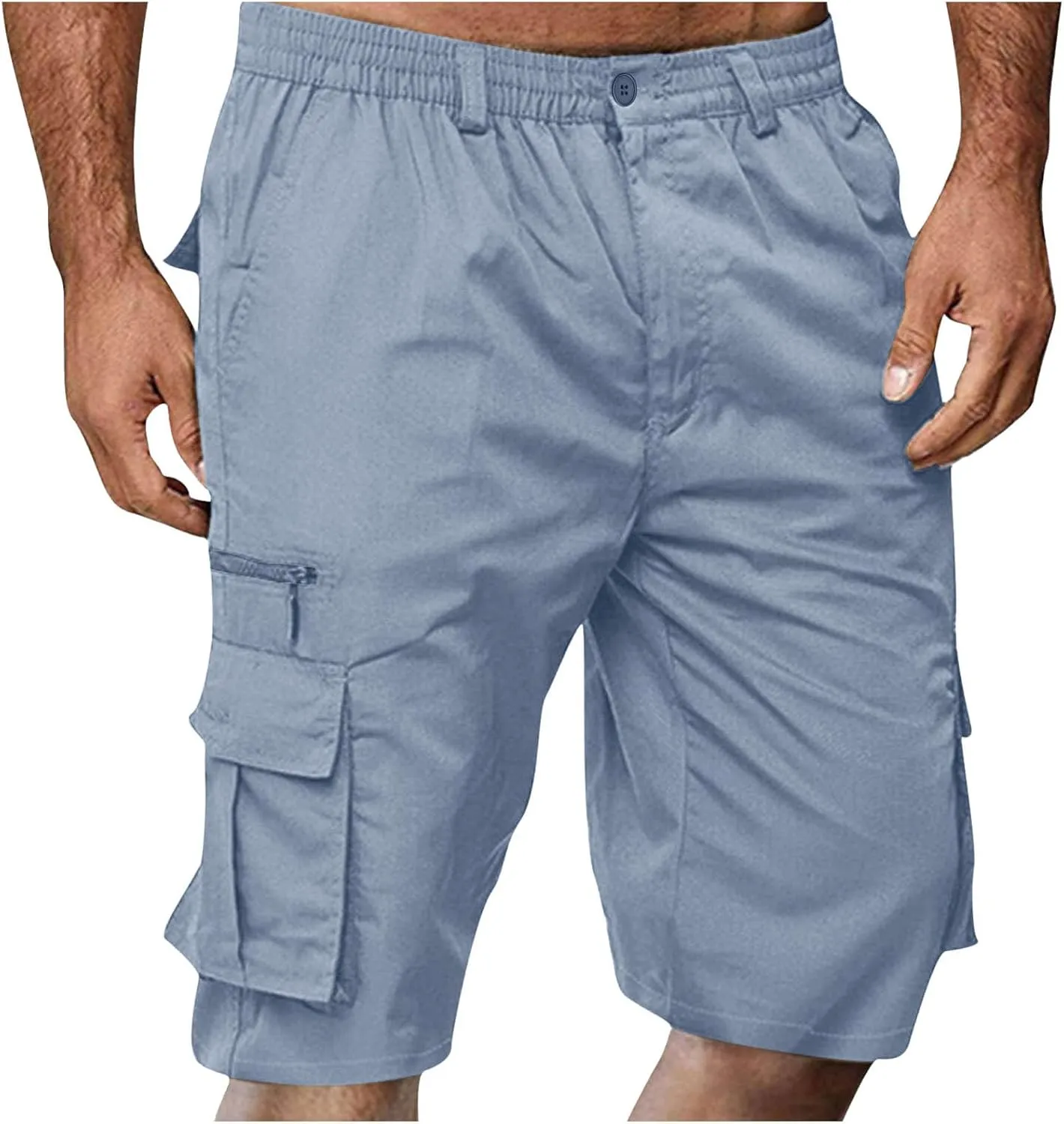 Men's Slim-Fit 5" Classic-Fit Comfort Walk Short New Casual Elastic Waist Work Beach Shorts with Pocket Big & Tall