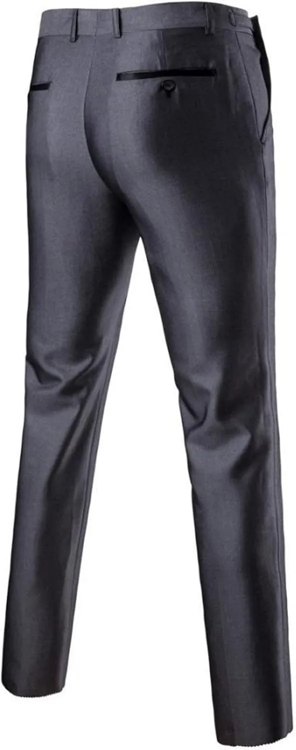 Men's Slim Fit Skinny Dress Pant Classic Solid Color Tapered Suit Pant Lightweight Business Comfort Trousers