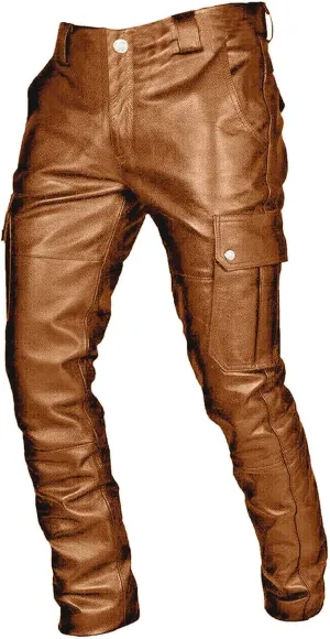 Mens Vintage Classic Steampunk Biker Pants Slim Fit Black Leather Motorcycle Long Pants Stretch Punk Retro Trousers