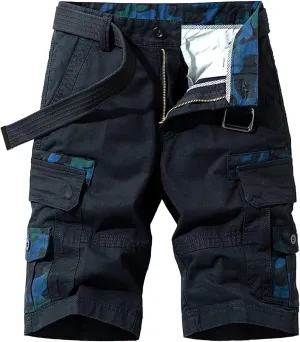 Men's Workout Classic Jean Trunk Multi Pockets Military Cargo Short Pant Slim Fit Cotton Tactical Shorts
