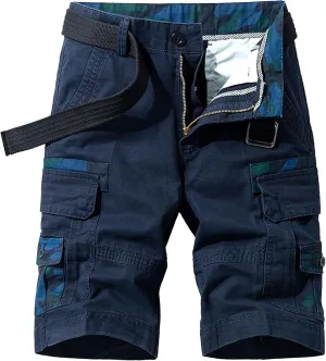 Men's Workout Classic Jean Trunk Multi Pockets Military Cargo Short Pant Slim Fit Cotton Tactical Shorts