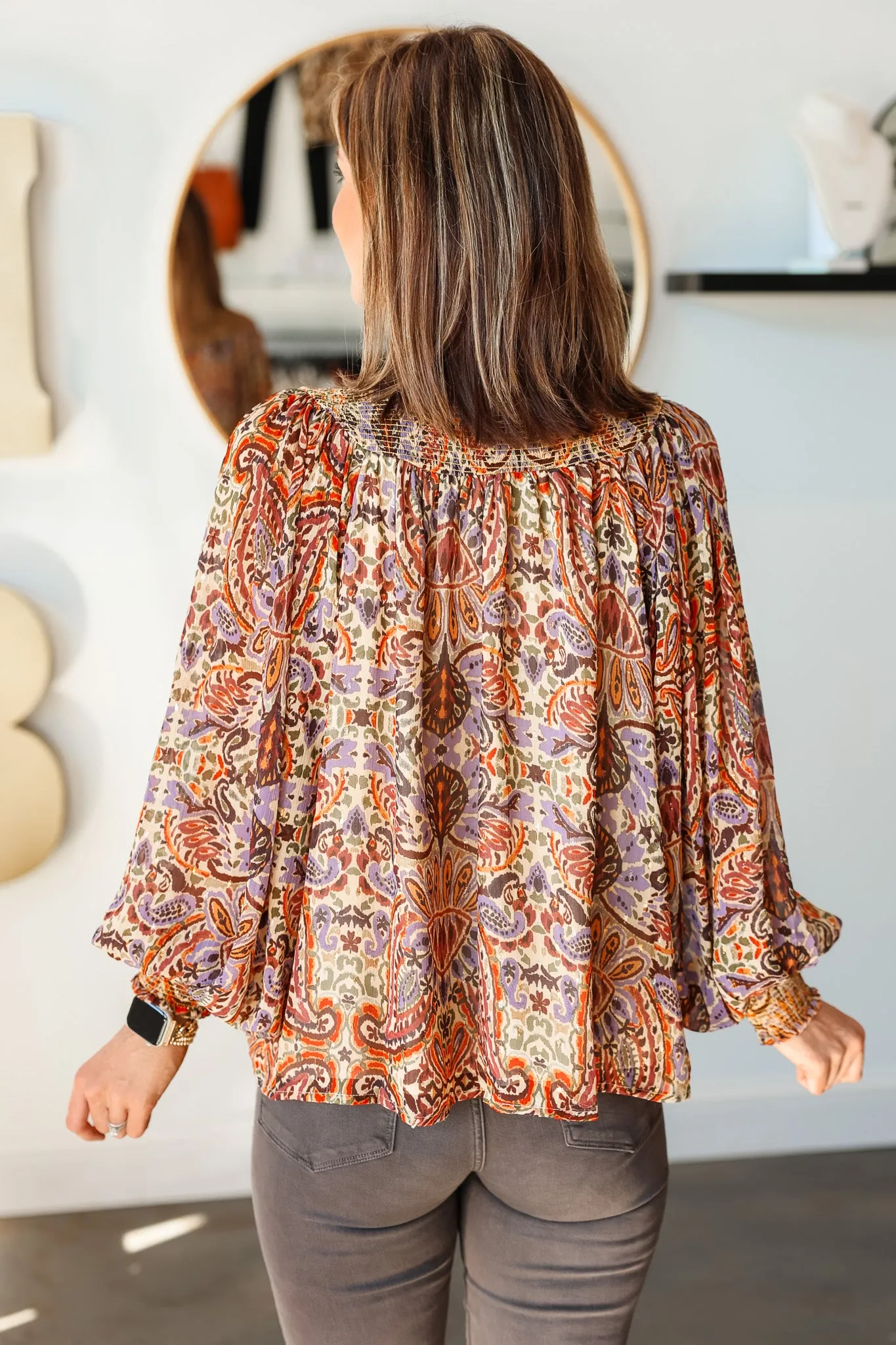 Paisley Print Tassel Tie Top