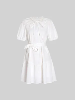 Palace Lace Collar Button White Dress